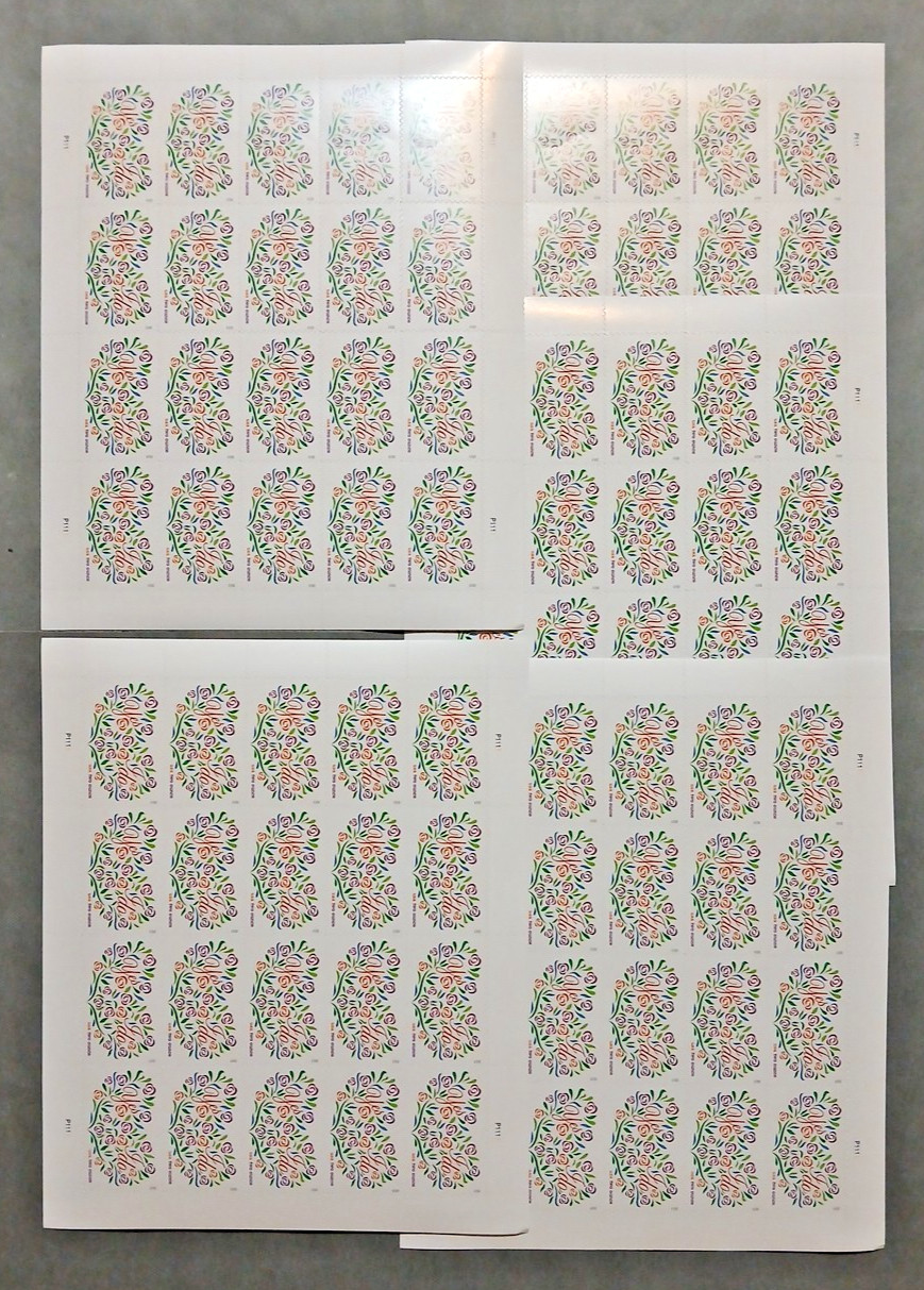 Yes, I Do Wedding Forever Stamps, 2 Ounce USPS 2011, Estate Sale lot of 5 Sheets