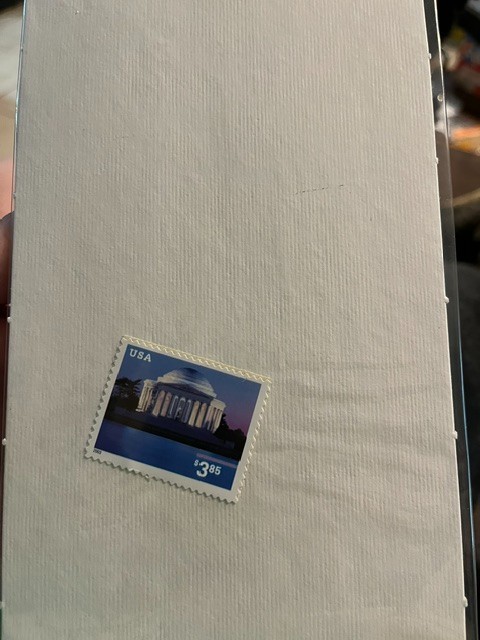 Scott #3647. $3.85 Jefferson Memorial Priority Mail stamp. Sealed. MNH.
