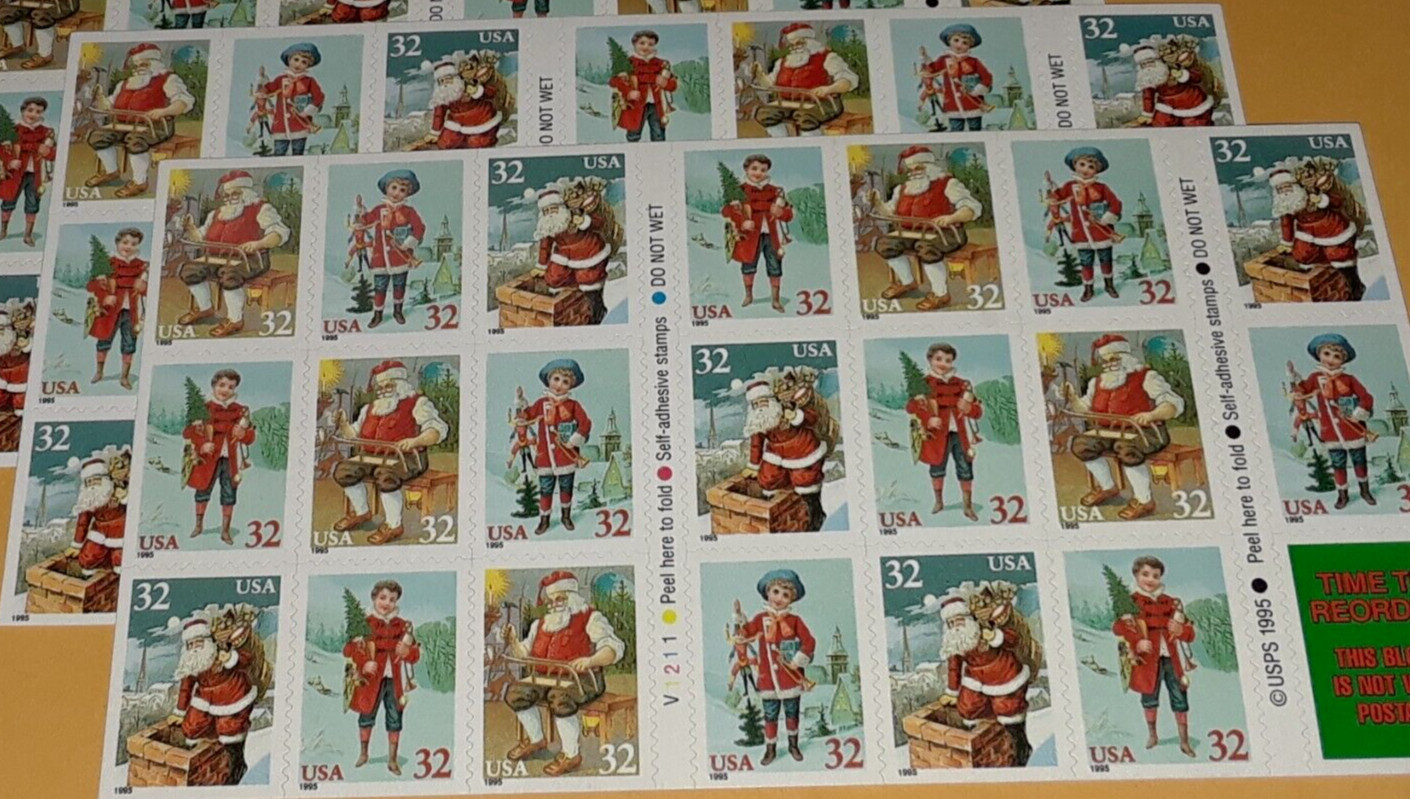 Three x 20 = 60 of CHRISTMAS SANTA & CHILDREN 32¢ US Stamps. USA Sc # 3008-3011