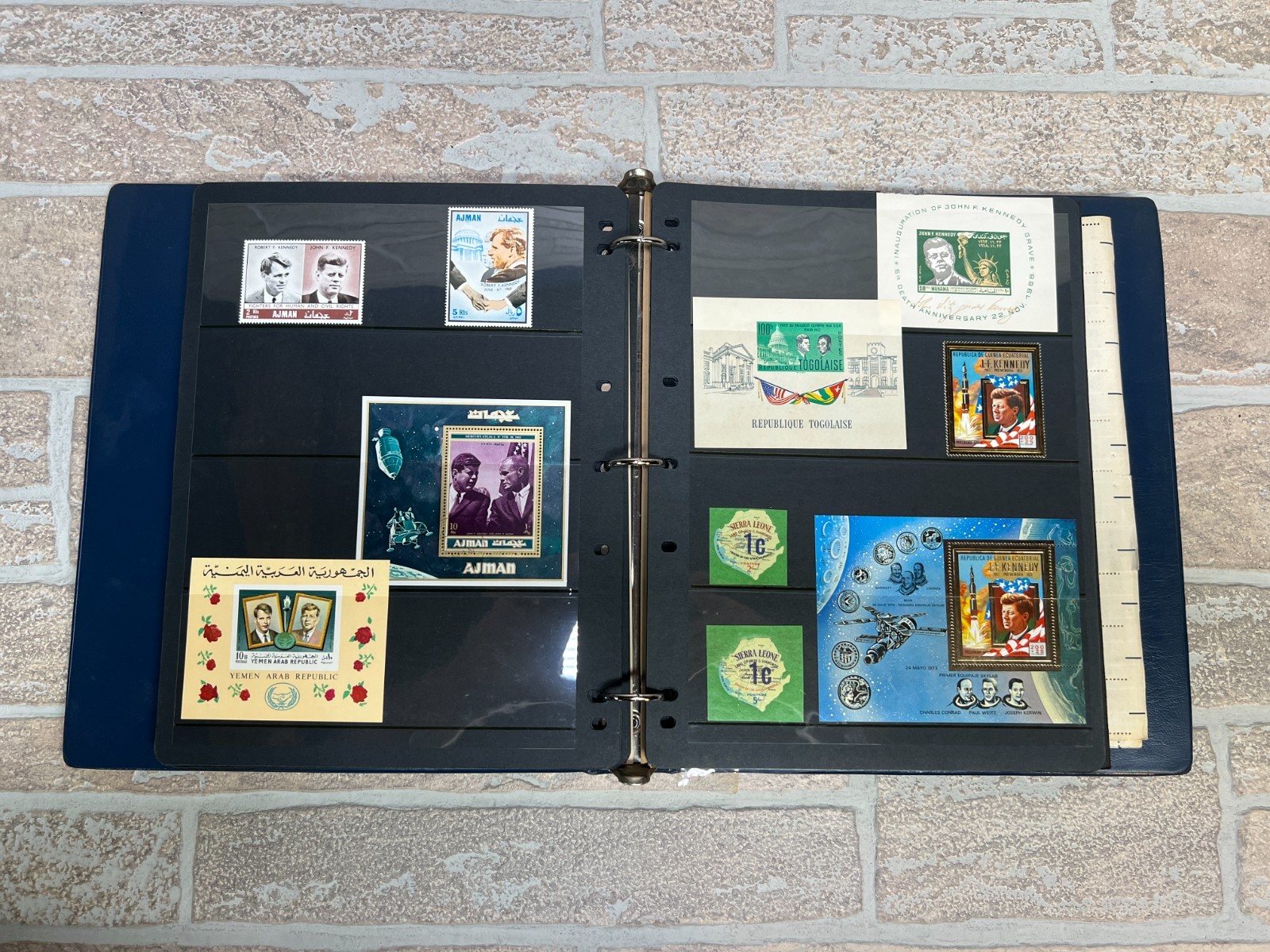 HUGE RARE VINTAGE John F Kennedy Commemorative Stamp Portfolio
