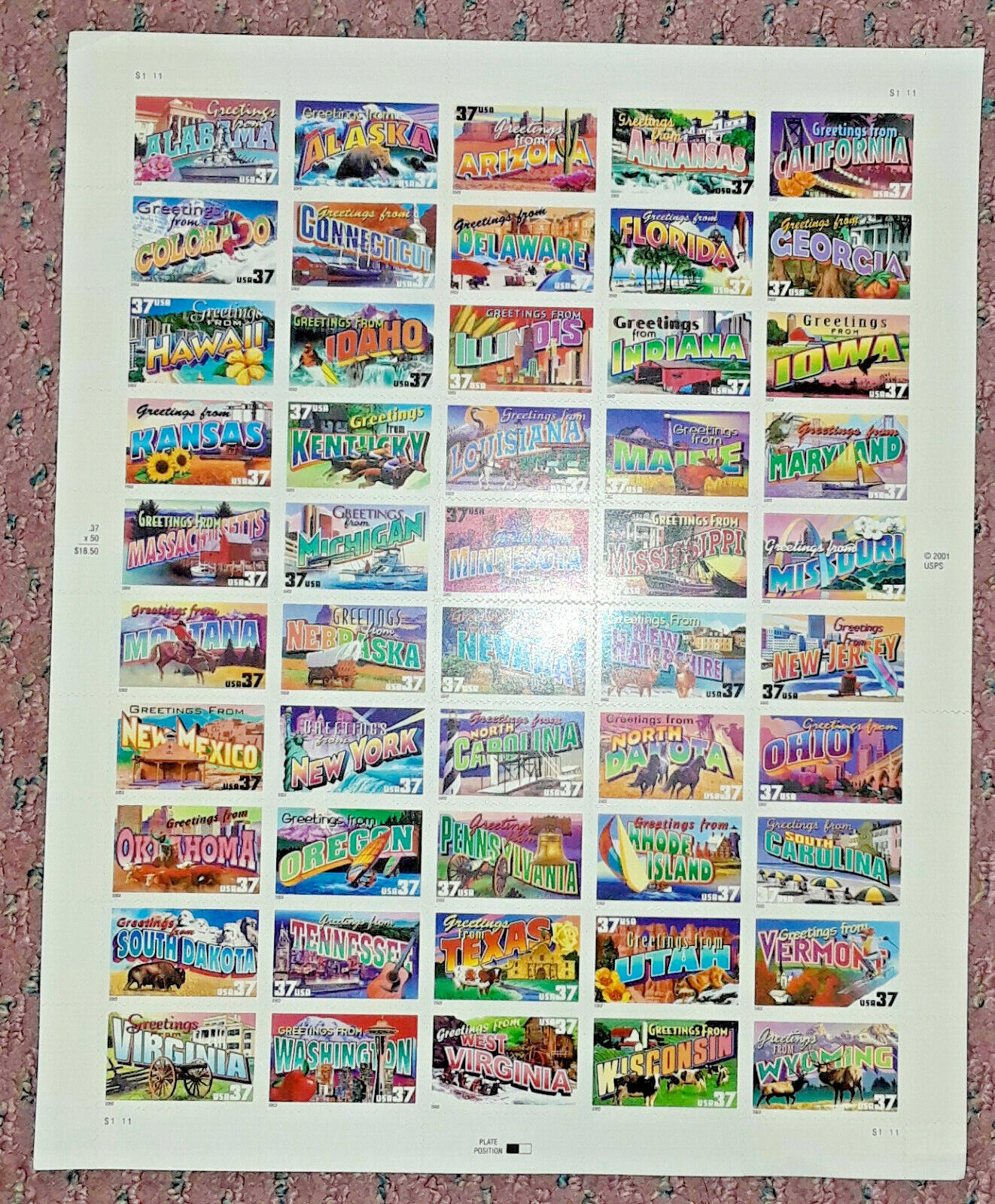 Combo 1 each GREETINGS FROM AMERICA 34¢ & 37¢ & WONDERS OF AMERICA 39¢ US Stamps