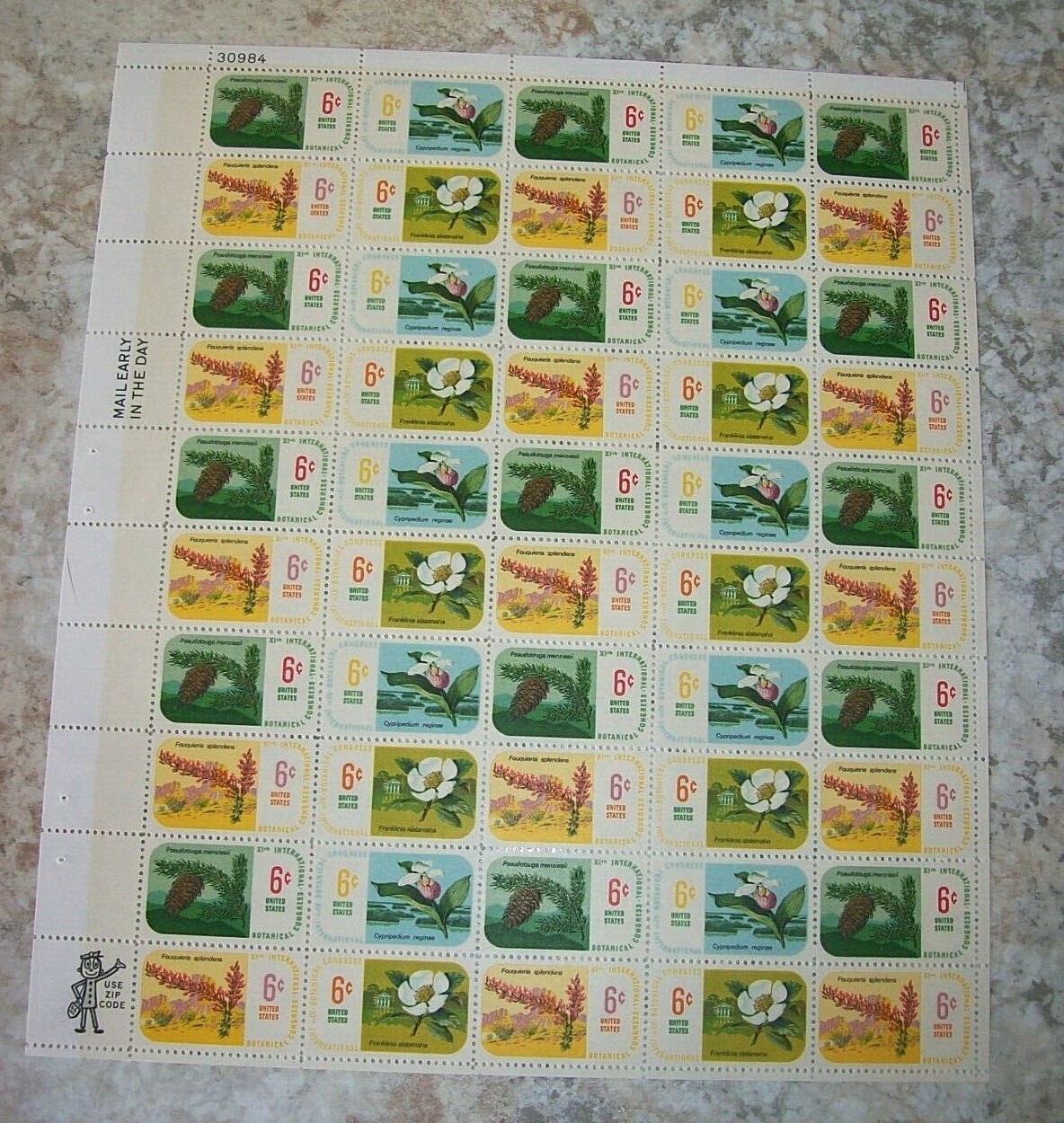 Estate Find Postage Stamps Full Sheets, Lot of 10, Denominations 6 cents