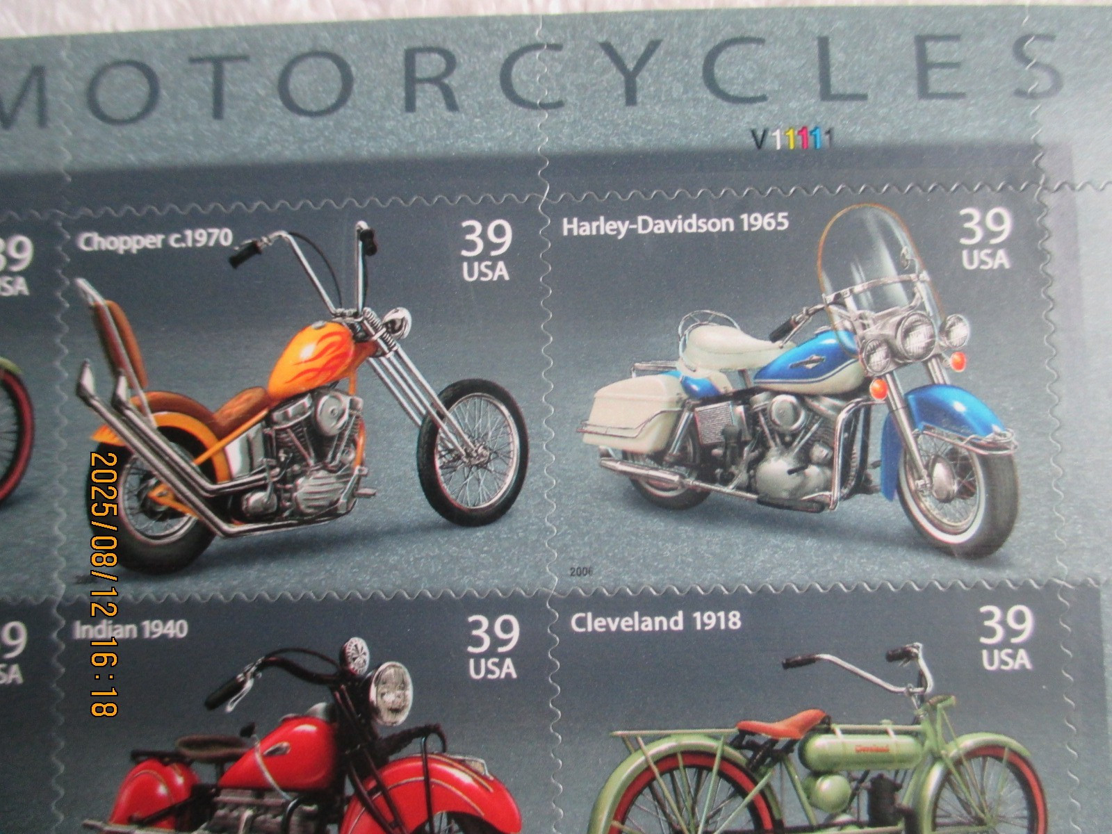 2005 United States 39¢ American Motorcycles Postage Stamp Full Sheet of 20