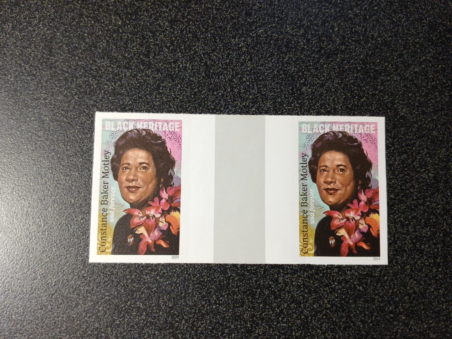 USA 2024 Sc #5830a 4ever CONSTANCE BAKER MOTLEY Imperf/NDC Gutter pair Mint