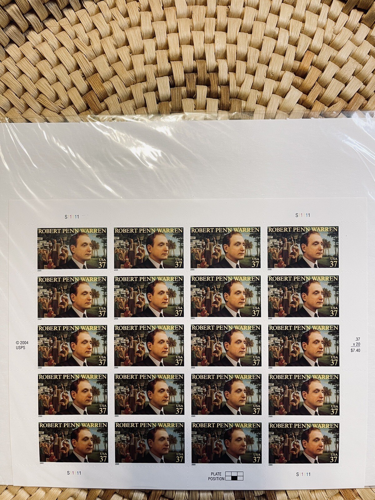 SCOTT #3904 ROBERT PENN WARREN SHEET OF 20-37 CENT STAMPS 2005 MNH FAST SHIPPING