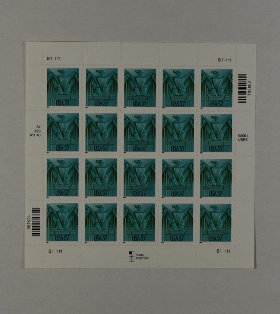 US SCOTT 3471A EAGLE PANE OF 20 STAMPS 57 CENTS FACE MNH