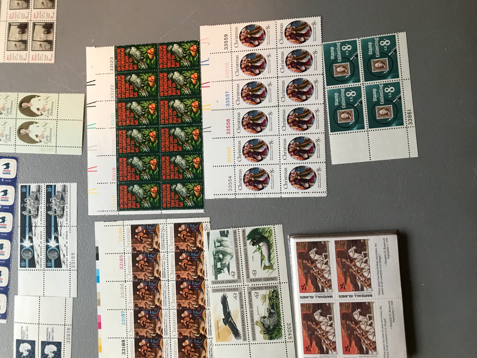 Unused Postage Stamp Blocks Mint Sheets Collection Lot U.S. + Marshall Islands