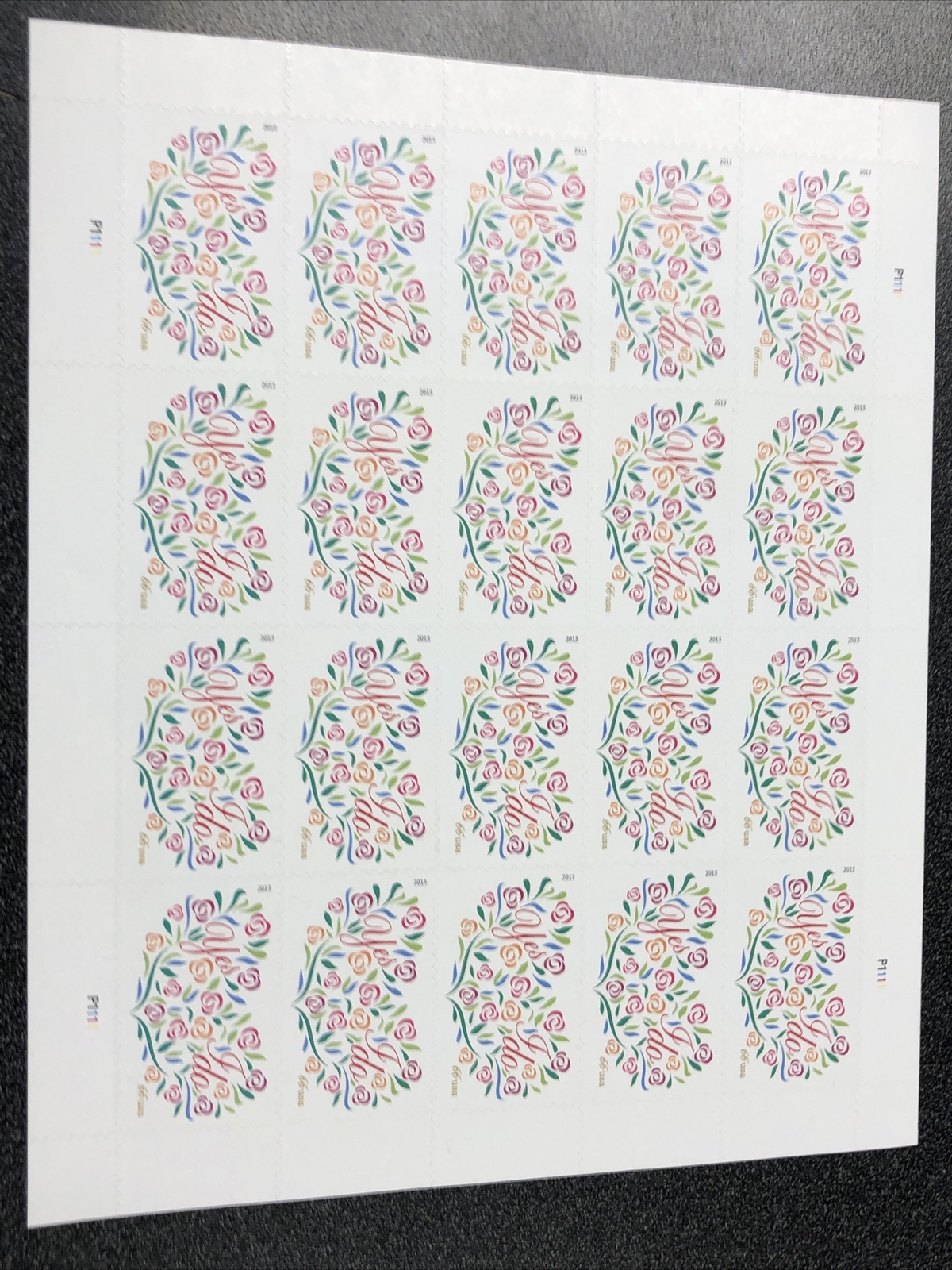 US 4765 “YES I DO” WEDDING FLOWERS 66C Sheet of 20 Stamps Mint Never Hinged