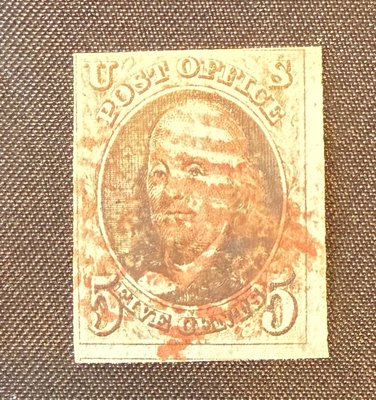 America’s First Postage Stamp 1847 5 Cent Benjamin Franklin Stamp Kenmore album