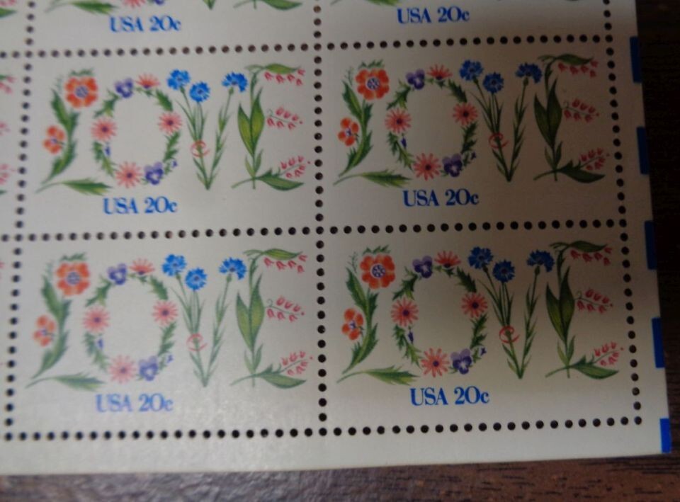LOVE Flowers Vintage Wedding Invitation Genuine USPS Postage stamp X 20 MINT1951