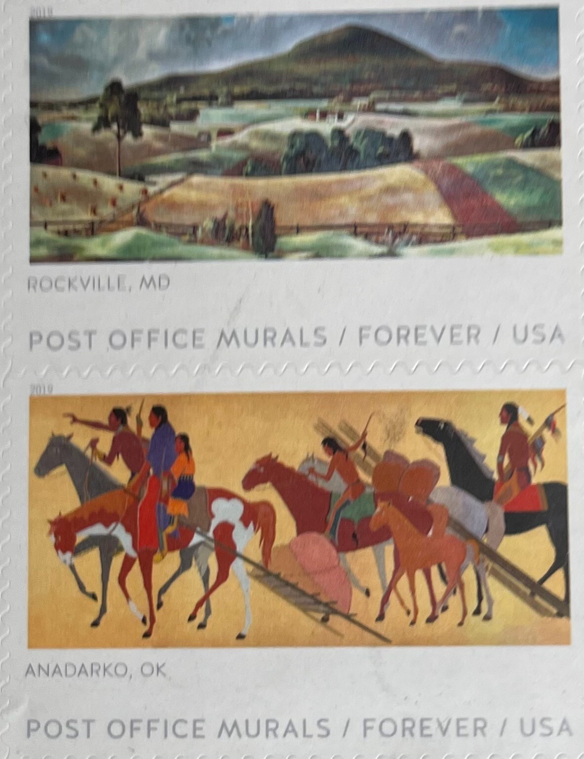 POST OFFICE MURALS Vintage 2018 USPS STAMP PAGE United States Postal Service