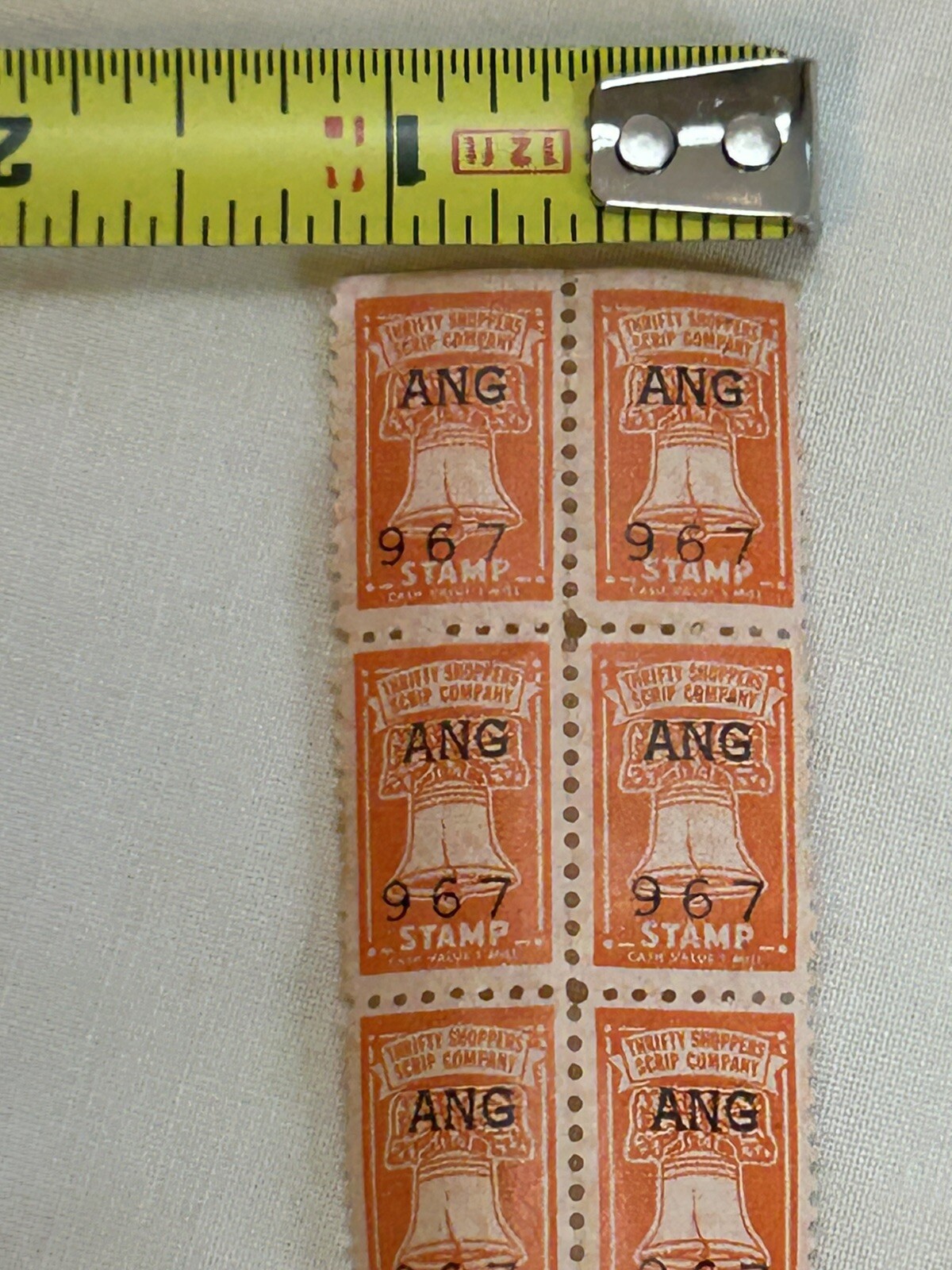 Lot of 6 Orange Bell Gift Stamps No # 967 ANG Thrifty Shopper Script company