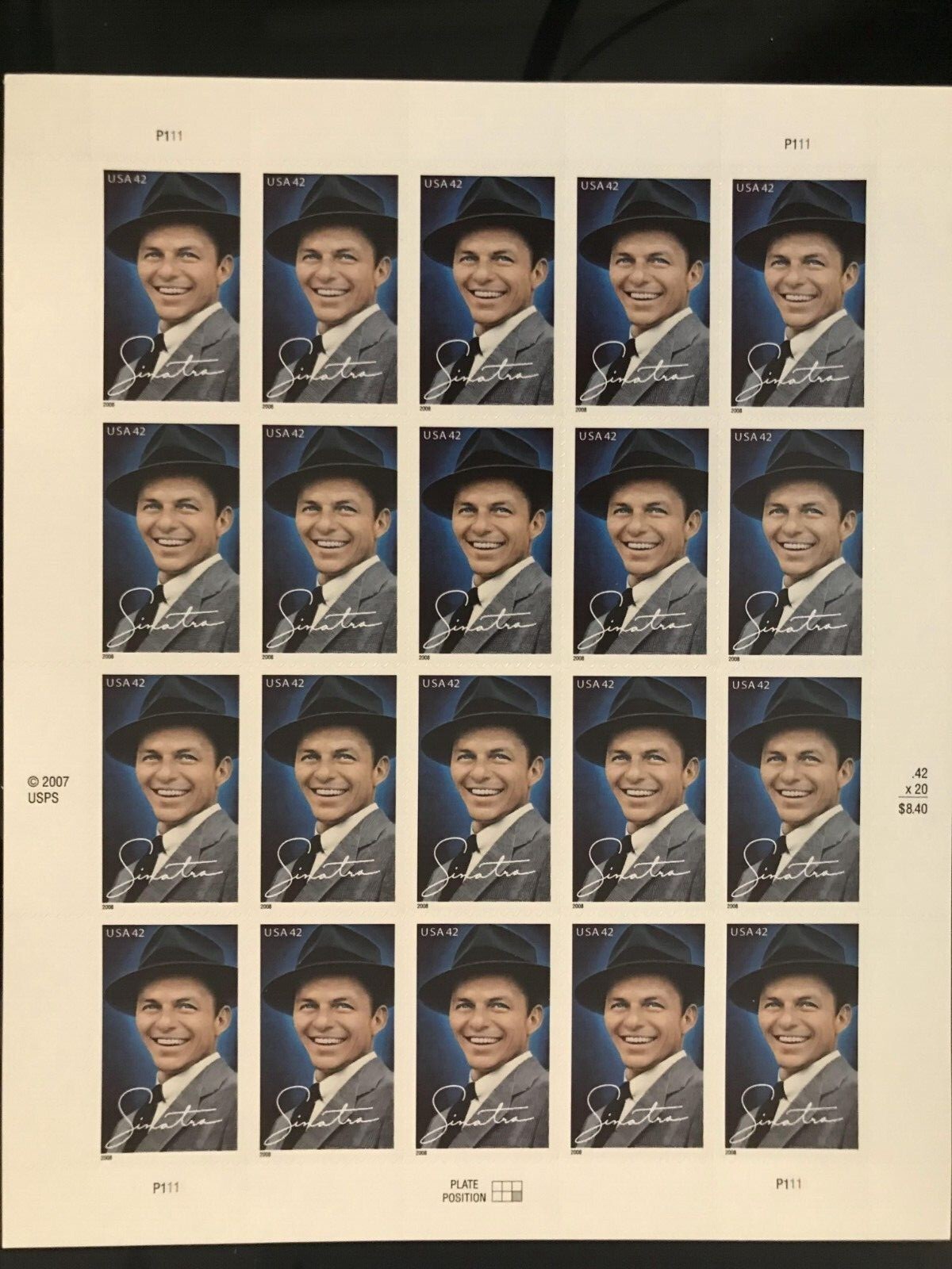 Frank Sinatra Stamps 4265 Booklet 20 units
