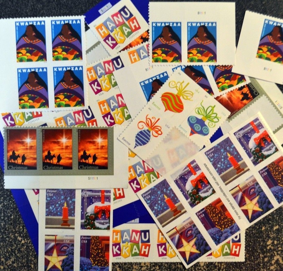 (50) USPS Forever Stamps – Various Designs – Holiday Christmas Postage Stamps
