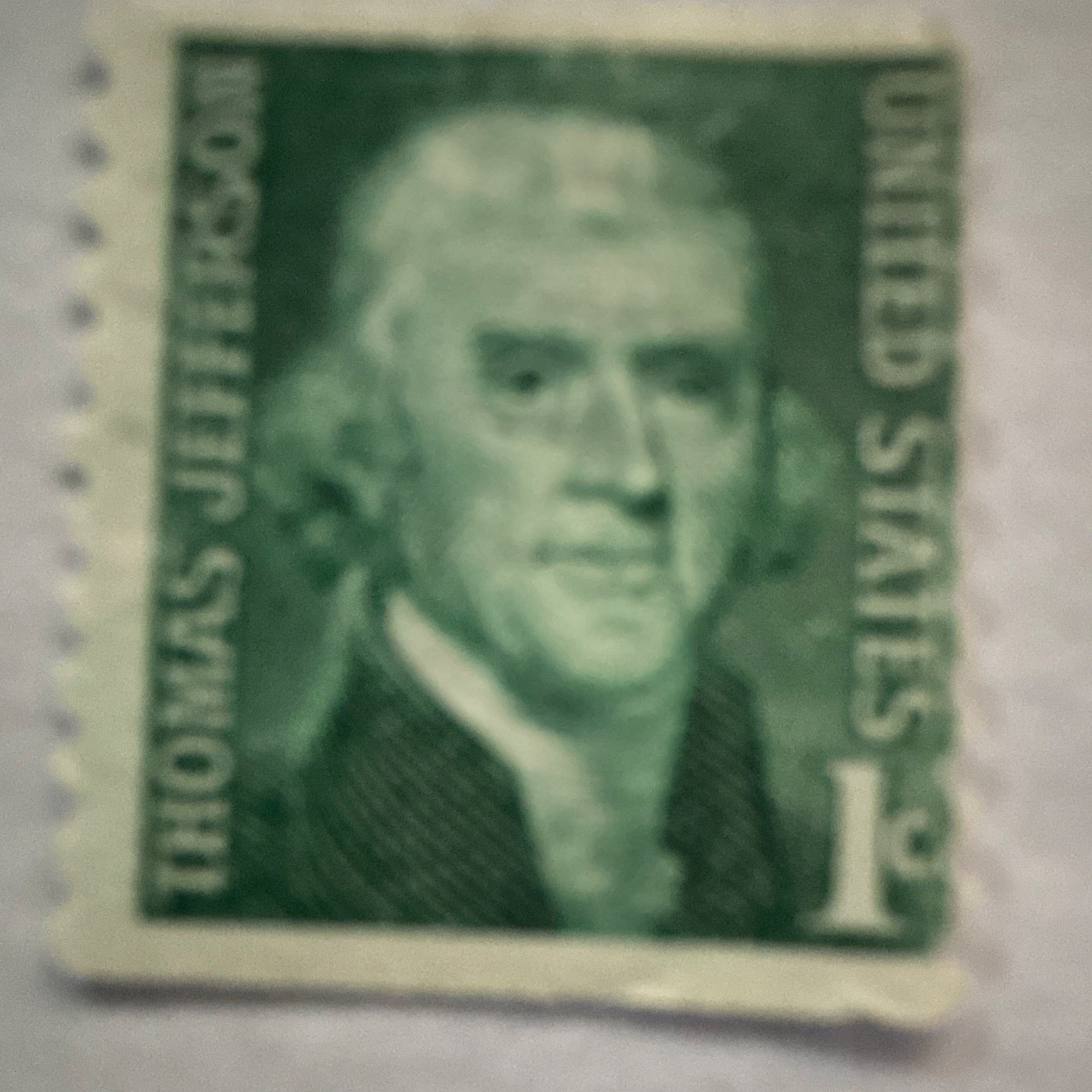 United States Thomas Jefferson 1 Cent Green Single Postage Stamp Mint No Gum