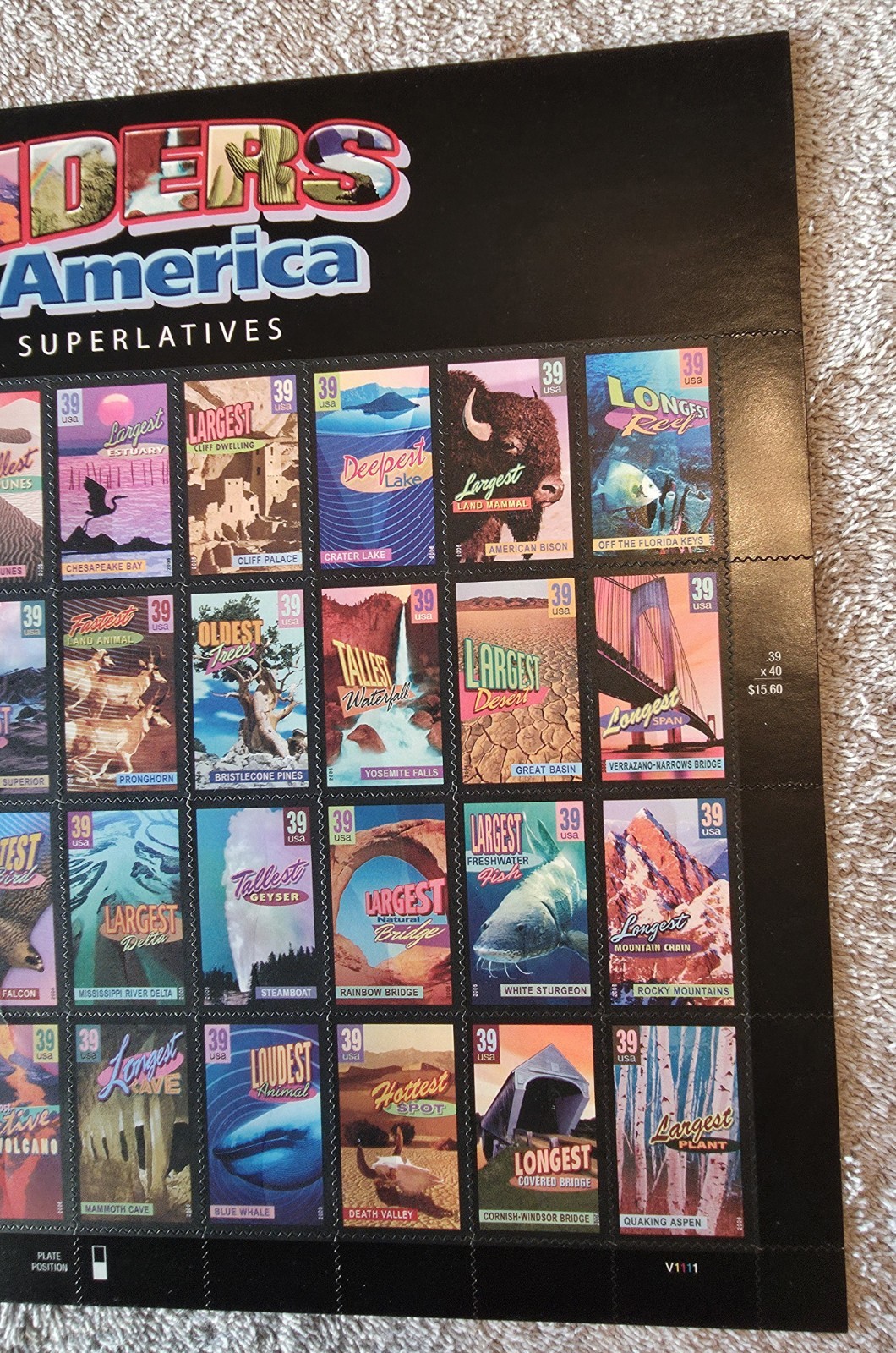 Lot – 2 USPS Stamps Sheets: WONDERS OF AMERICA 39¢ & GREETINGS FROM AMERICA 34¢
