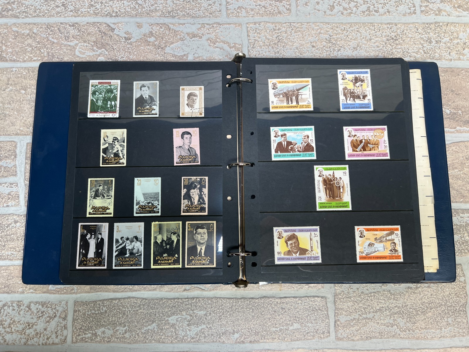 HUGE RARE VINTAGE John F Kennedy Commemorative Stamp Portfolio