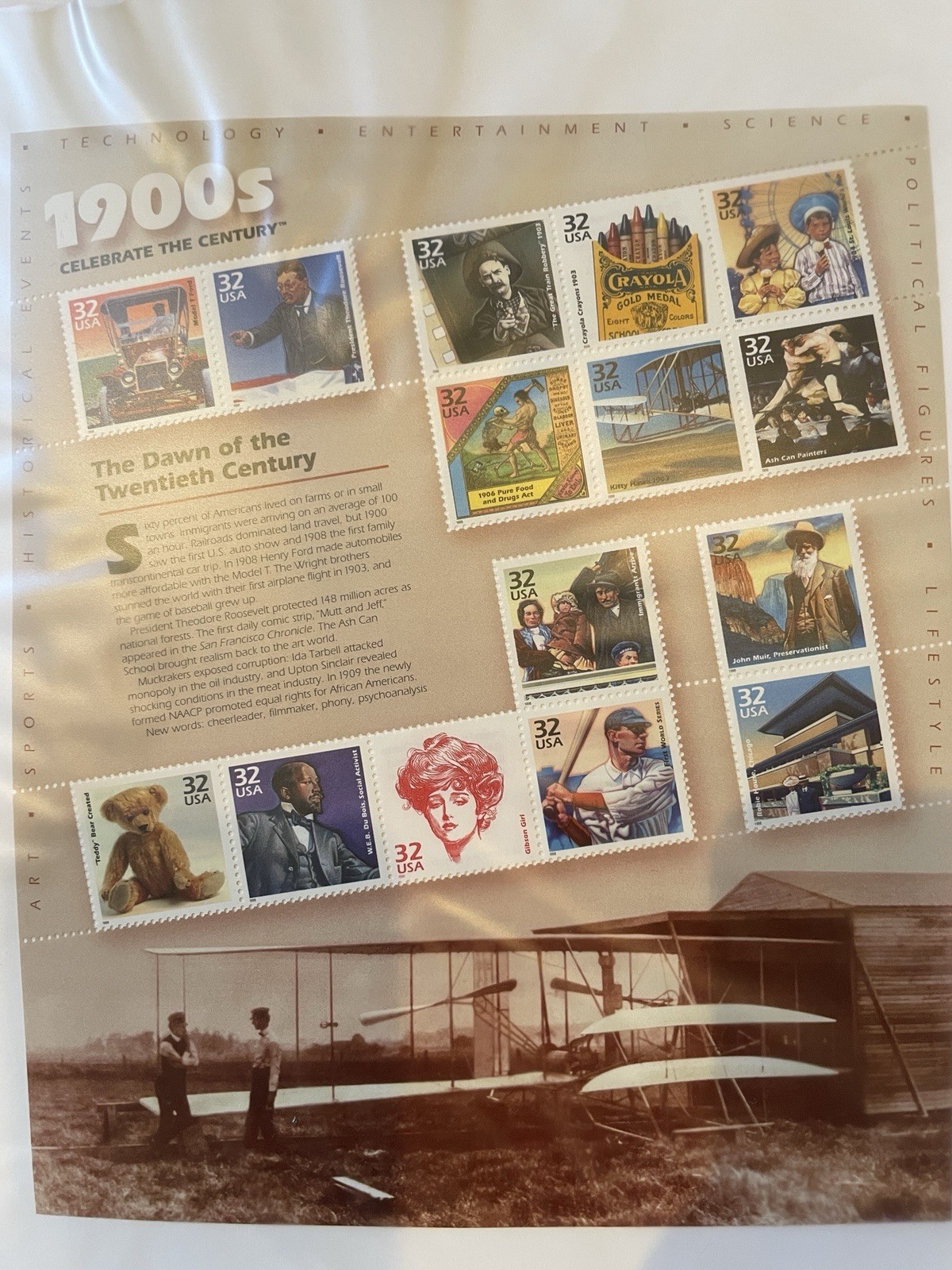 CELEBRATE THE CENTURY 1900-1990. Complete 10 Sheet Set US Stamps USA # 3182-3191