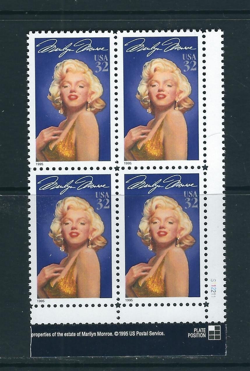 USA SC # 2967 Marilyn Monroe. Block Of 4 Plate Number . MNH…..