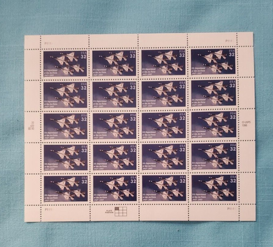 USPS – “1947 – 1997 US DEPARTMENT OF THE AIR FORCE” FULL SHEET OF STAMPS LOOK!!!