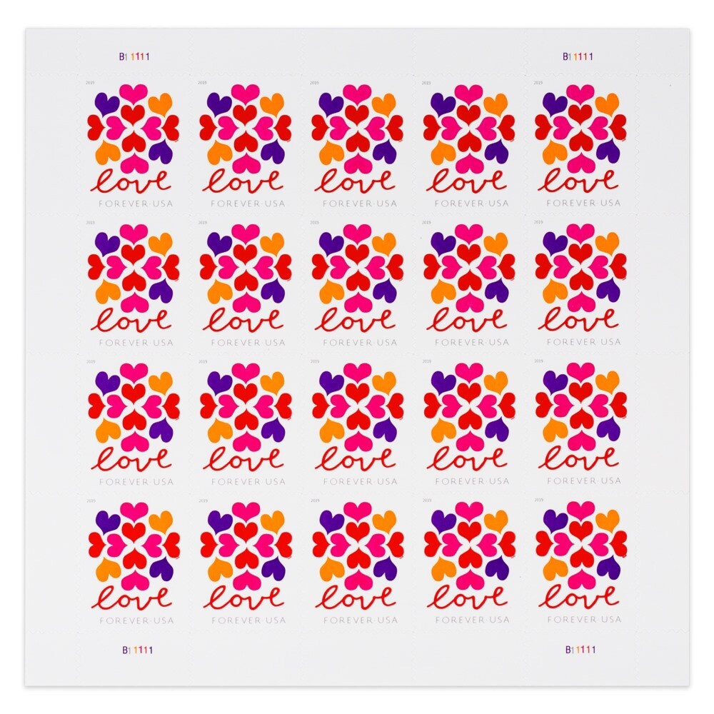 LOVE HEARTS BLOSSOM Sheet of 20 Forever Stamps MNH #5339