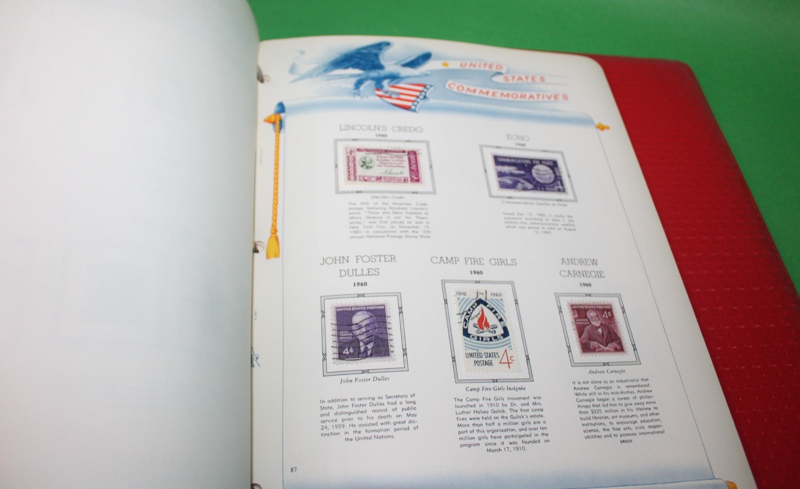 White Ace Historical Album Commemorative Stamps 1961 The Washington Press 60+ Pg