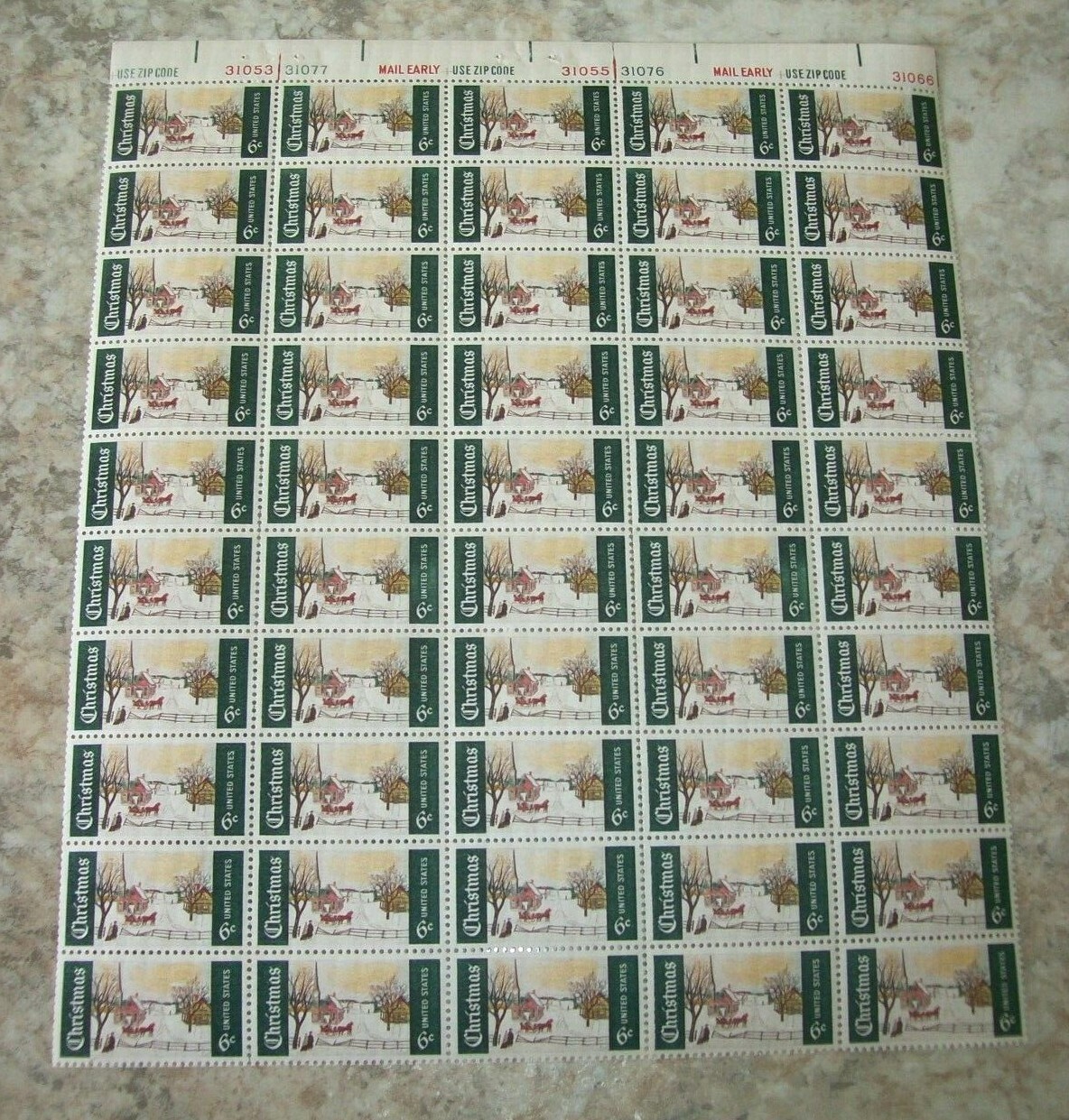 Estate find. Postage Stamps Full Sheets, Lot of 7, Denominations 6 cents