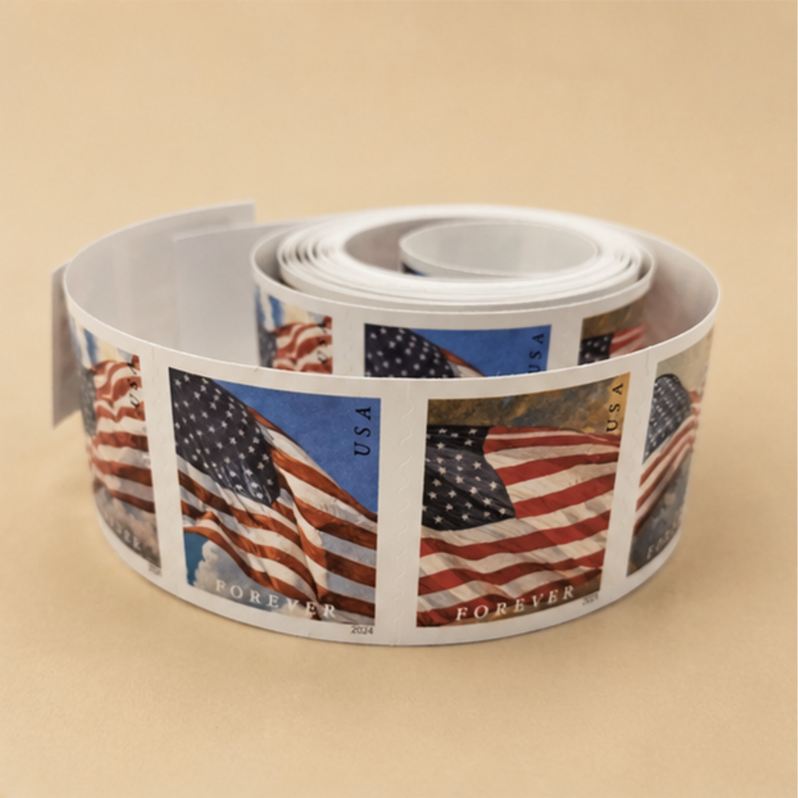 100 Genuine USPS Forever Stamps Roll Freedom Flag First Class Mail Postage
