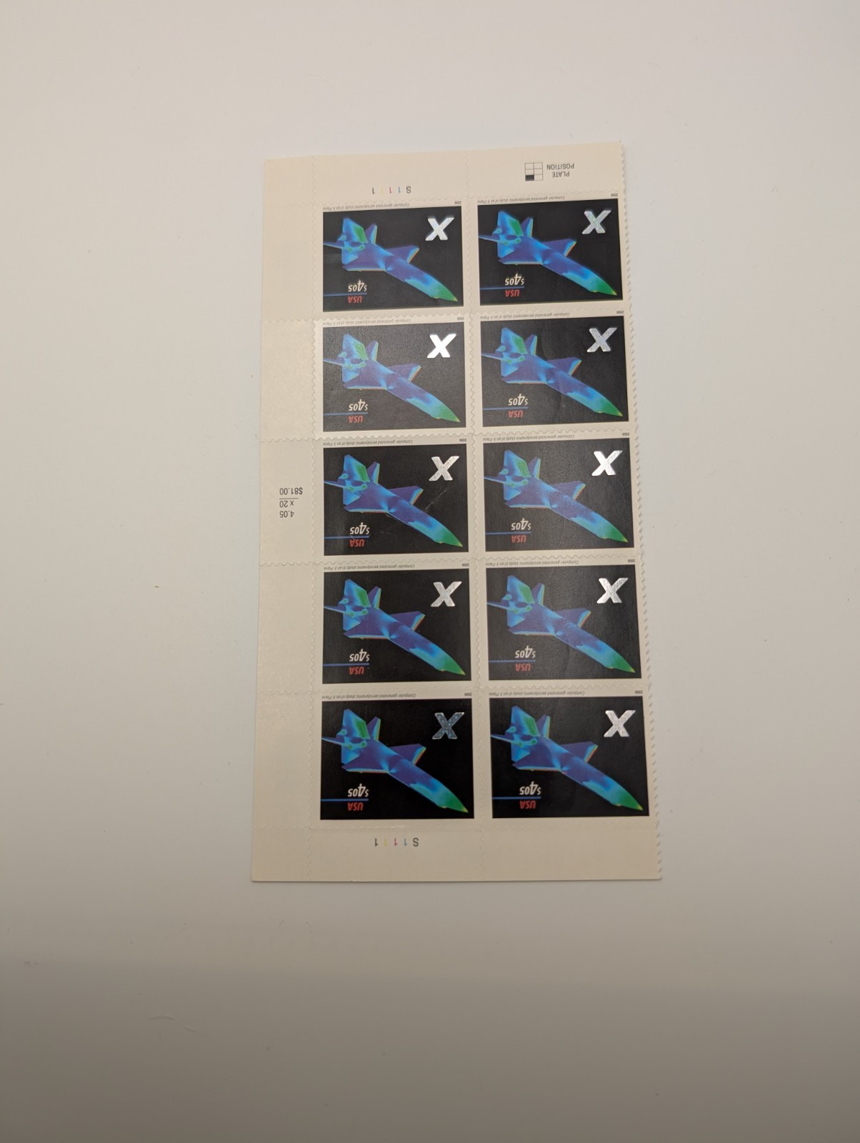 U.S. 2006 X-Plane Priority Mail Stamps Lot Of 10 MNH