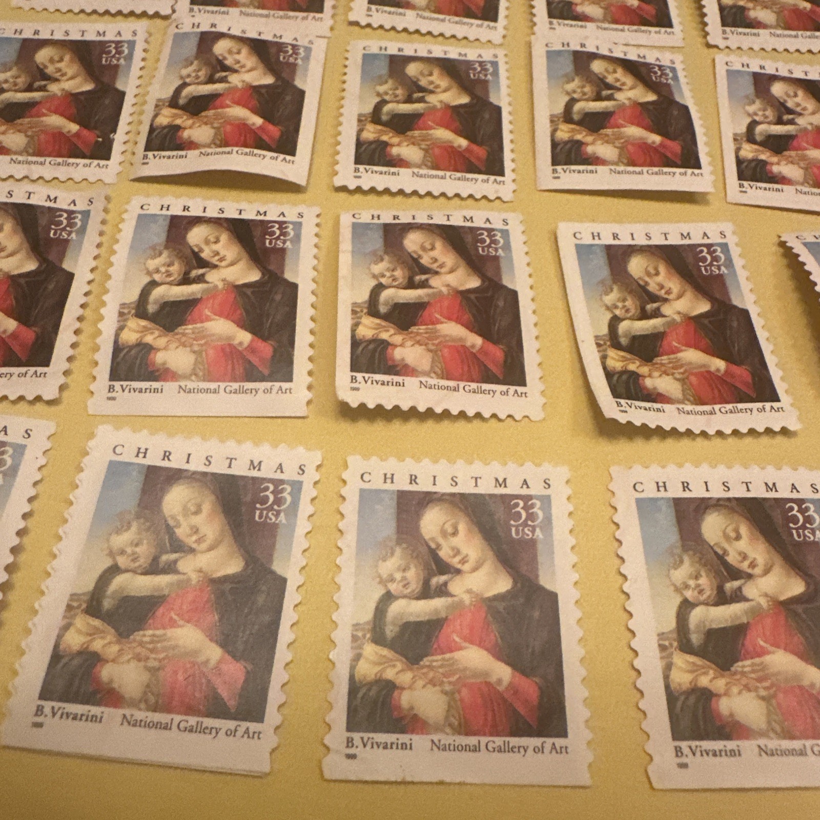 1999 USA “Madonna and Child” 33 Cent #3335 Christmas Stamps Lot of 23 Unused