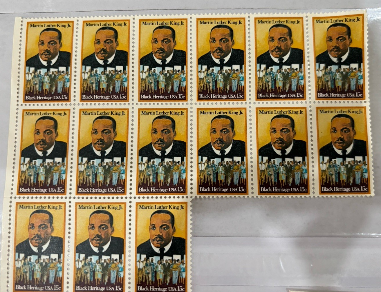 MNH, US Black Heritage Postage Stamps, 4 different famous Americans, Off Paper