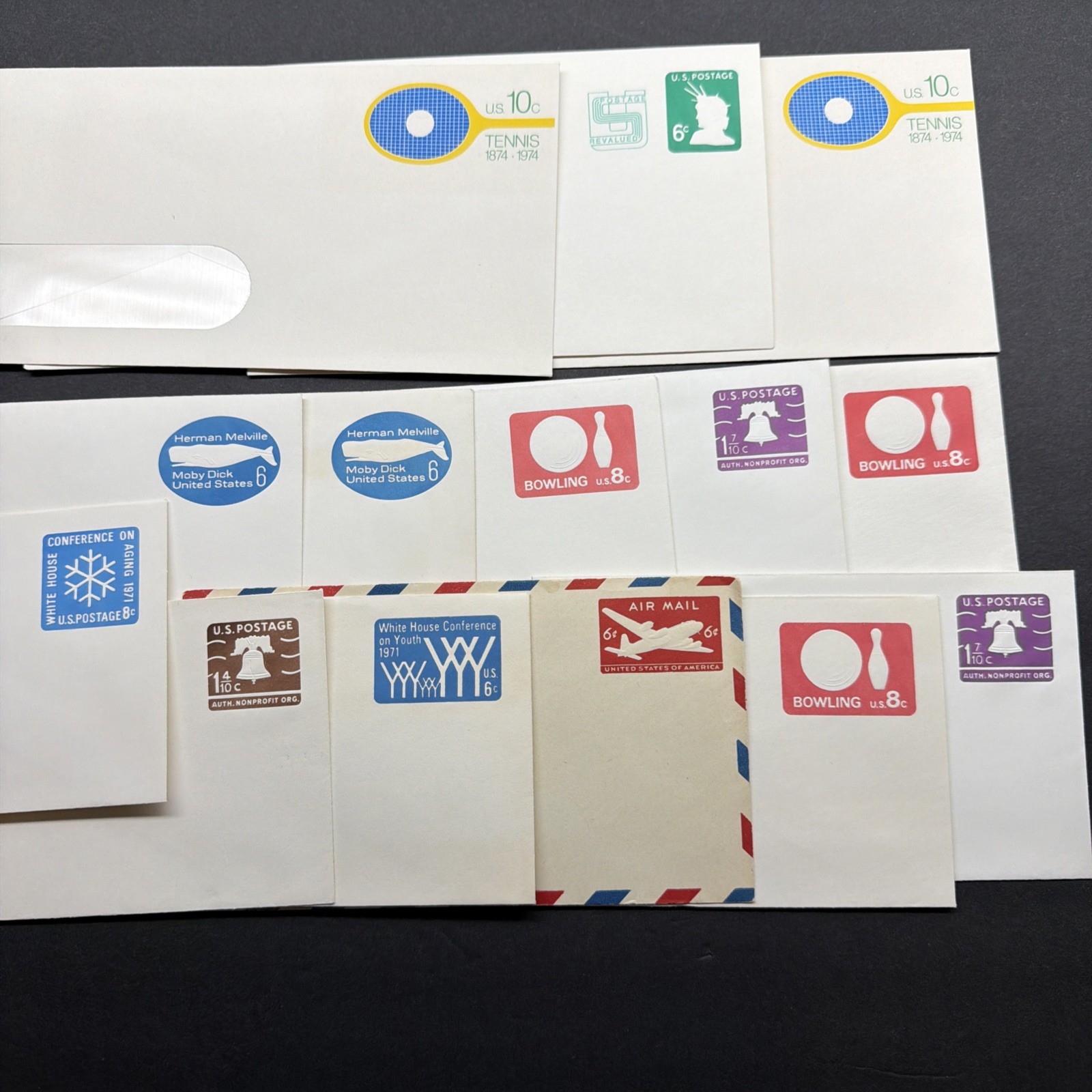 Vintage USPS Postal Stationery Stamped Envelopes Mint MOBY DICK TENNIS MORE