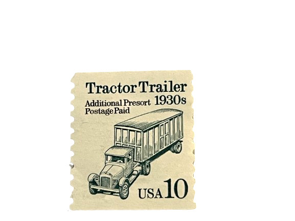 9 US Postage Stamps – Transportation – 1 Tractor Trailer, 8 Circus Wagons – New