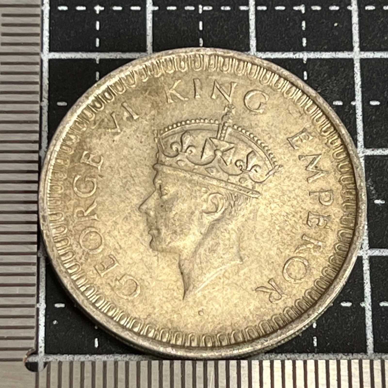 British India 1942 1 Rupee Silver Coin George VI KING EMPEROR Rose Wreath