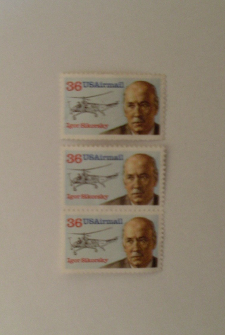 1988 36c IGOR SIKORSKY USA AIRMAIL STAMPS IN GOOD UNUSED CONDITION