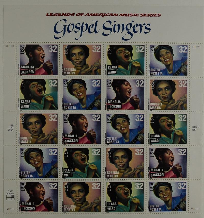US SCOTT 3216 – 3219 PANE OF 20 GOSPEL SINGERS 32 CENTS FACE MNH