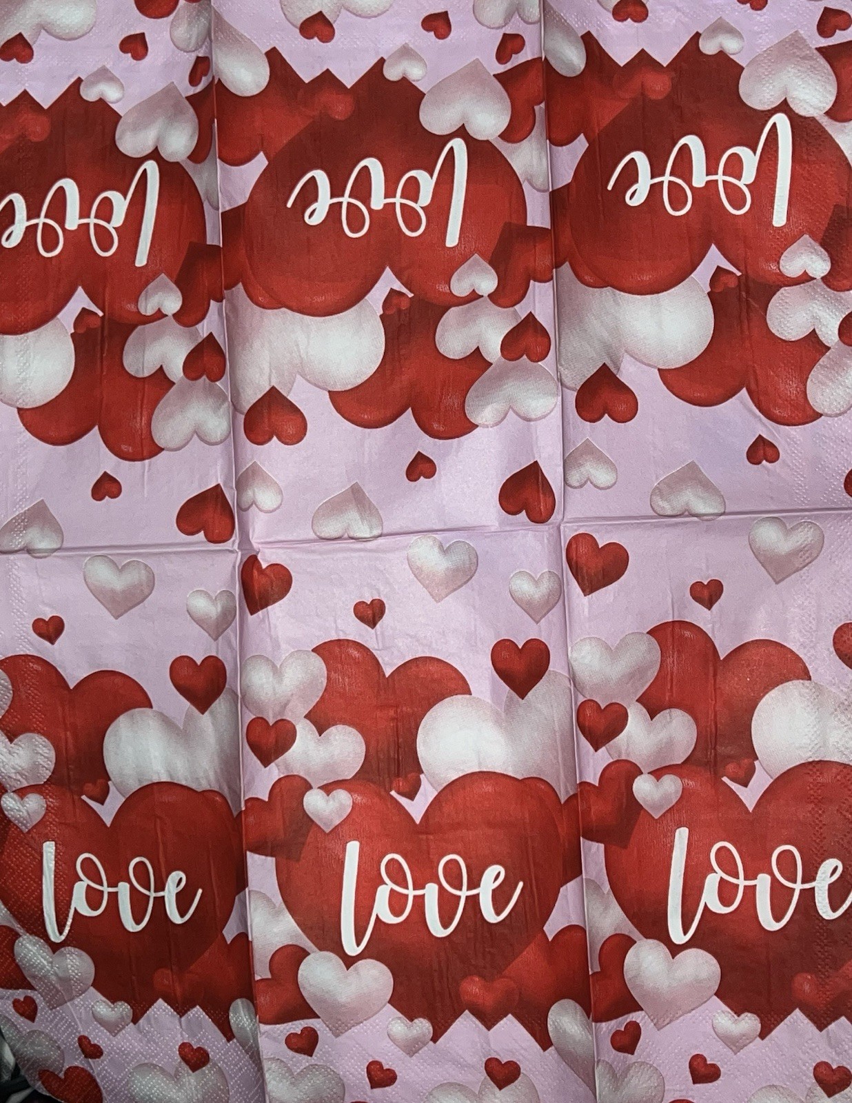 TWO Individual.Paper Dinner Decoupage Napkins VALENTINe’s /Love/heart Balloons
