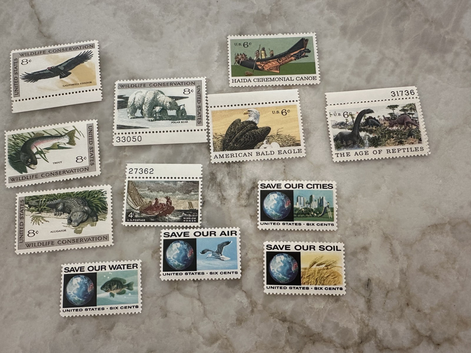 LOT of 12 VINTAGE wildlife conservation, save our and other various stamps