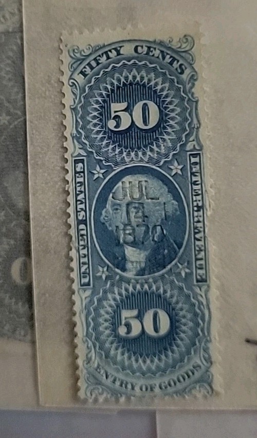 USA Used VG-F 50c Scott #R65b 1862-71 Part Perf Foreign Exchange Revenue Stamp