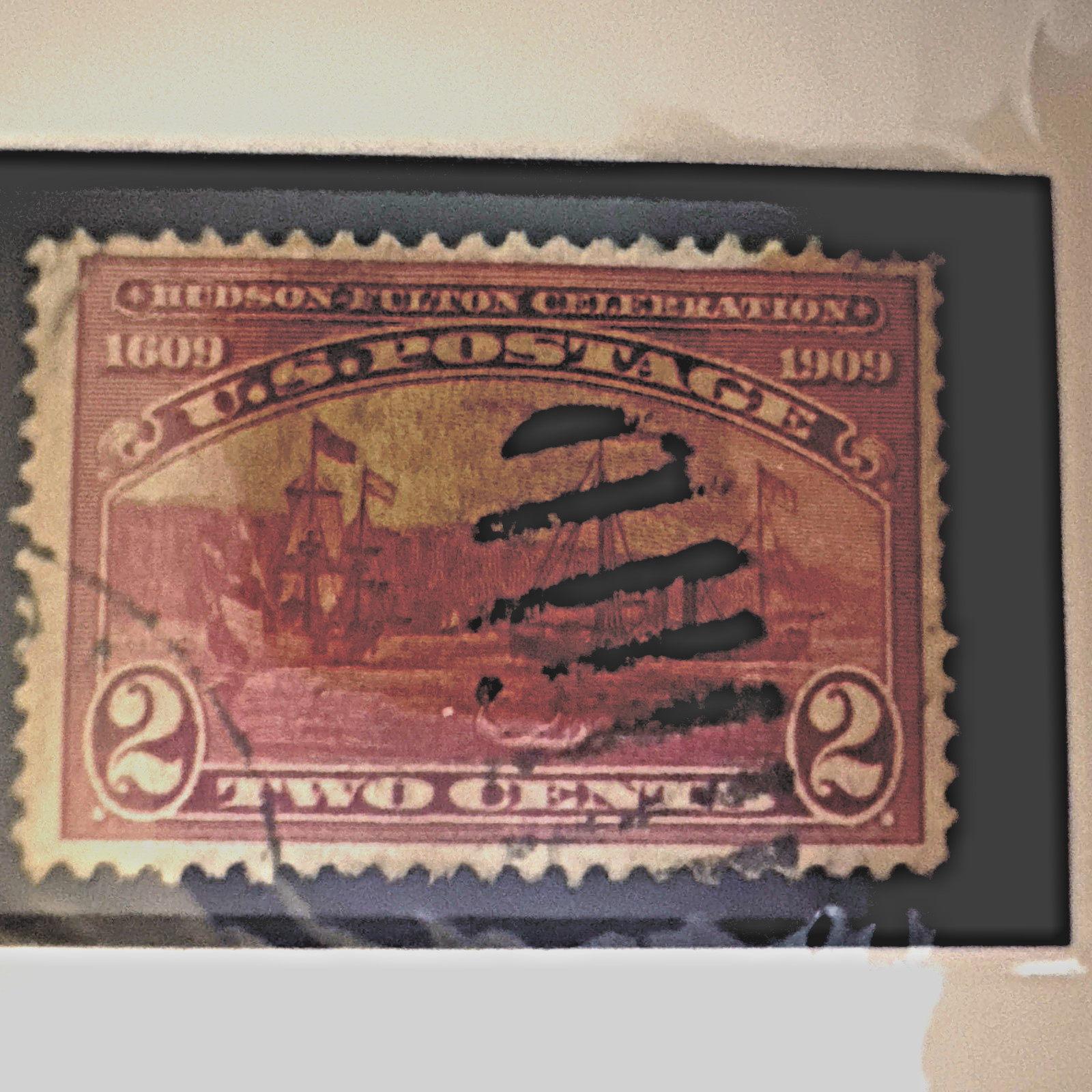 Stamp USA (circa 1909) – 2 cent Hudson-Fulton Celebration SC# 372 used