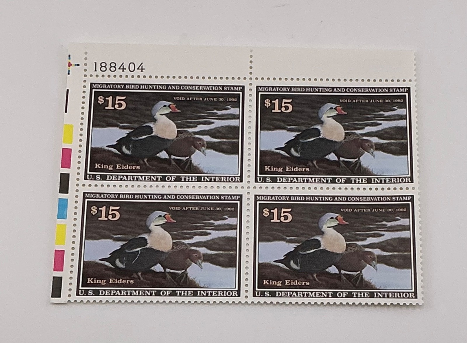 1991 US Federal Scott #RW58 King Eiders Block of 4 MNH