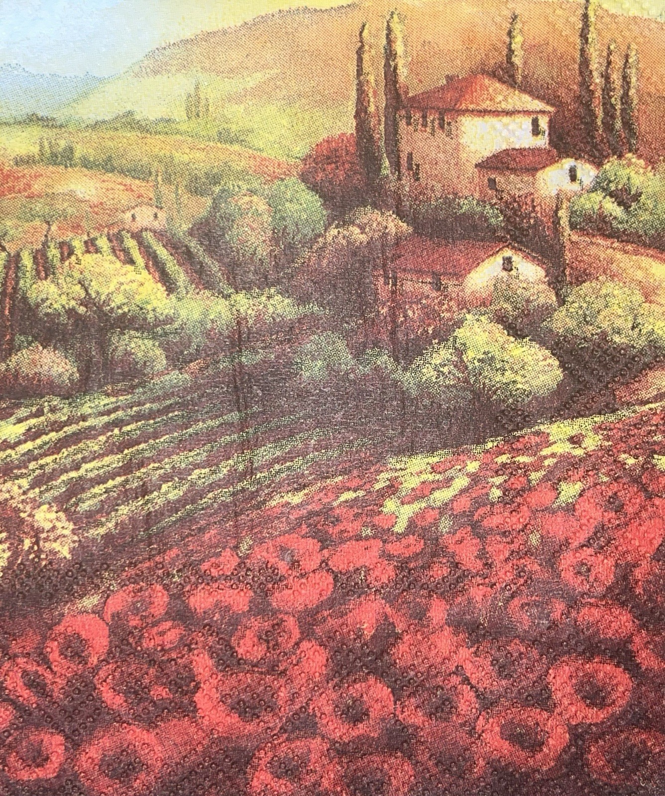 TWO Individual Decoupage Craft napkins Beverage Red Tuscany Italian Farmhouse 5”