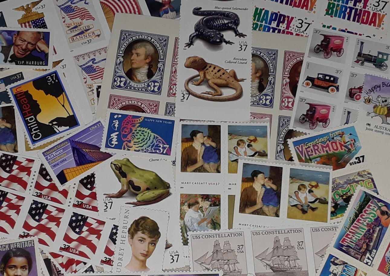 Usable 60 of Multiples & Strips & Singles of 37¢ US Postage Stamps USA FV $22.20
