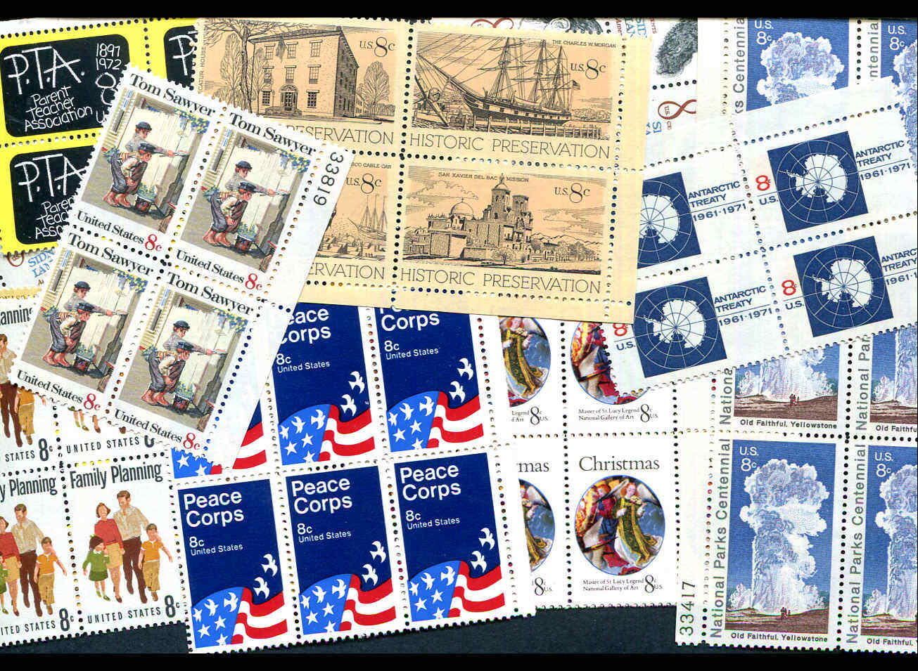 U.S. DISCOUNT POSTAGE LOT OF 1000 8¢ STAMPS, FACE $80.00 SELLING FOR $45.00
