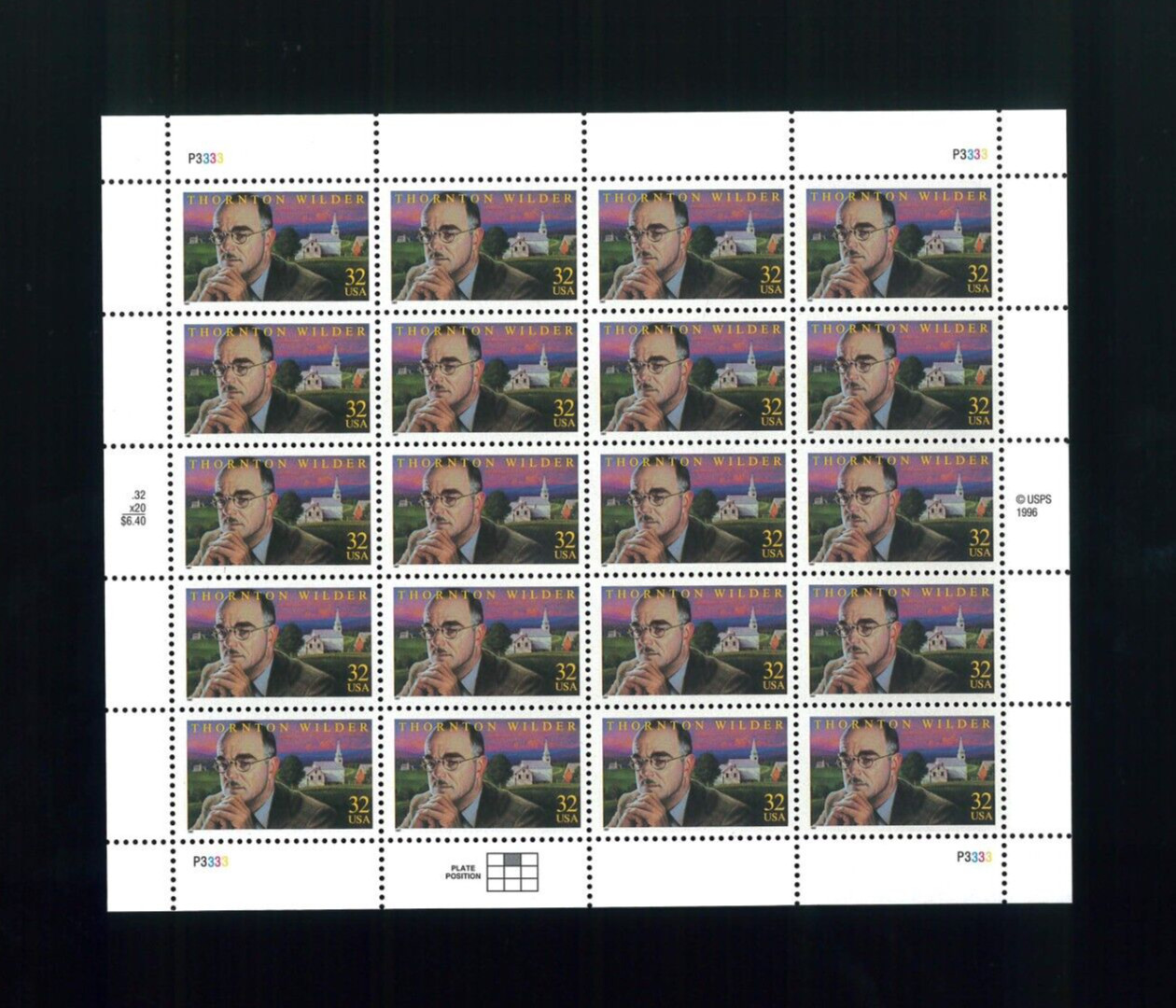United States 32¢ Writer Thornton Wilder Postage Stamp #3134 MNH Full Sheet