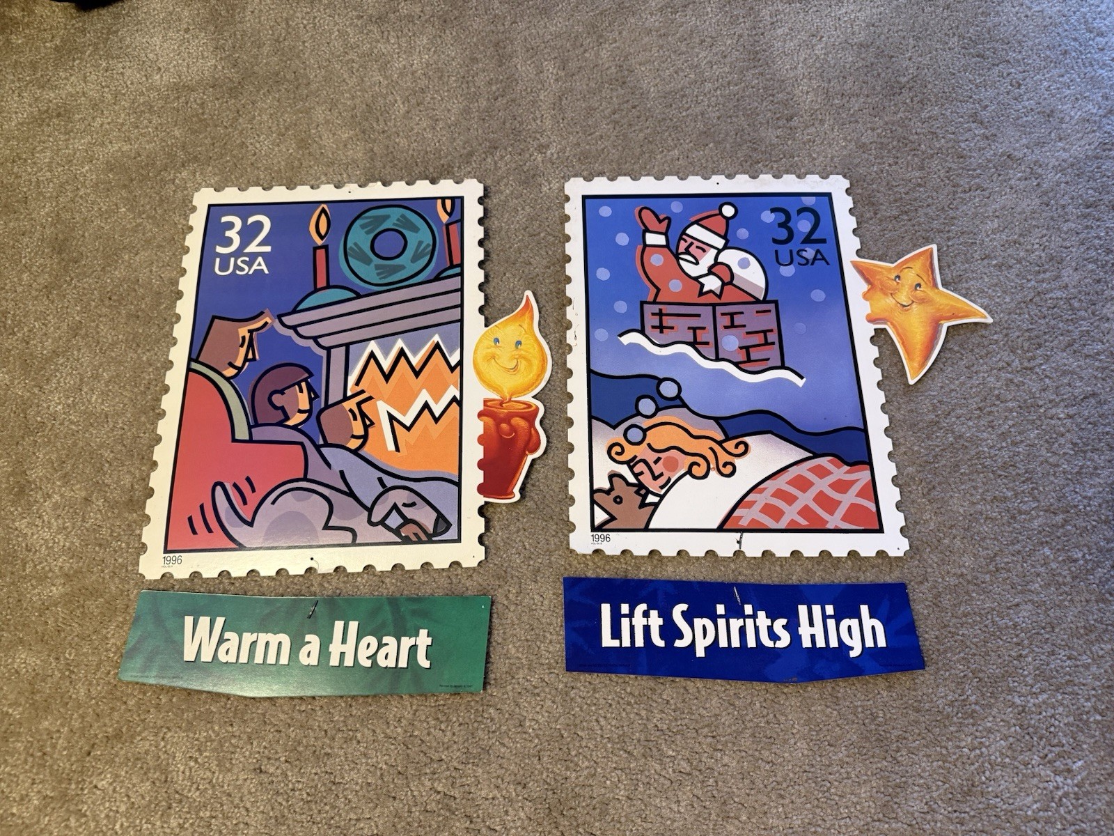 RARE USPS Stamps 1996 Christmas Family Hanging Advertisement Poster
