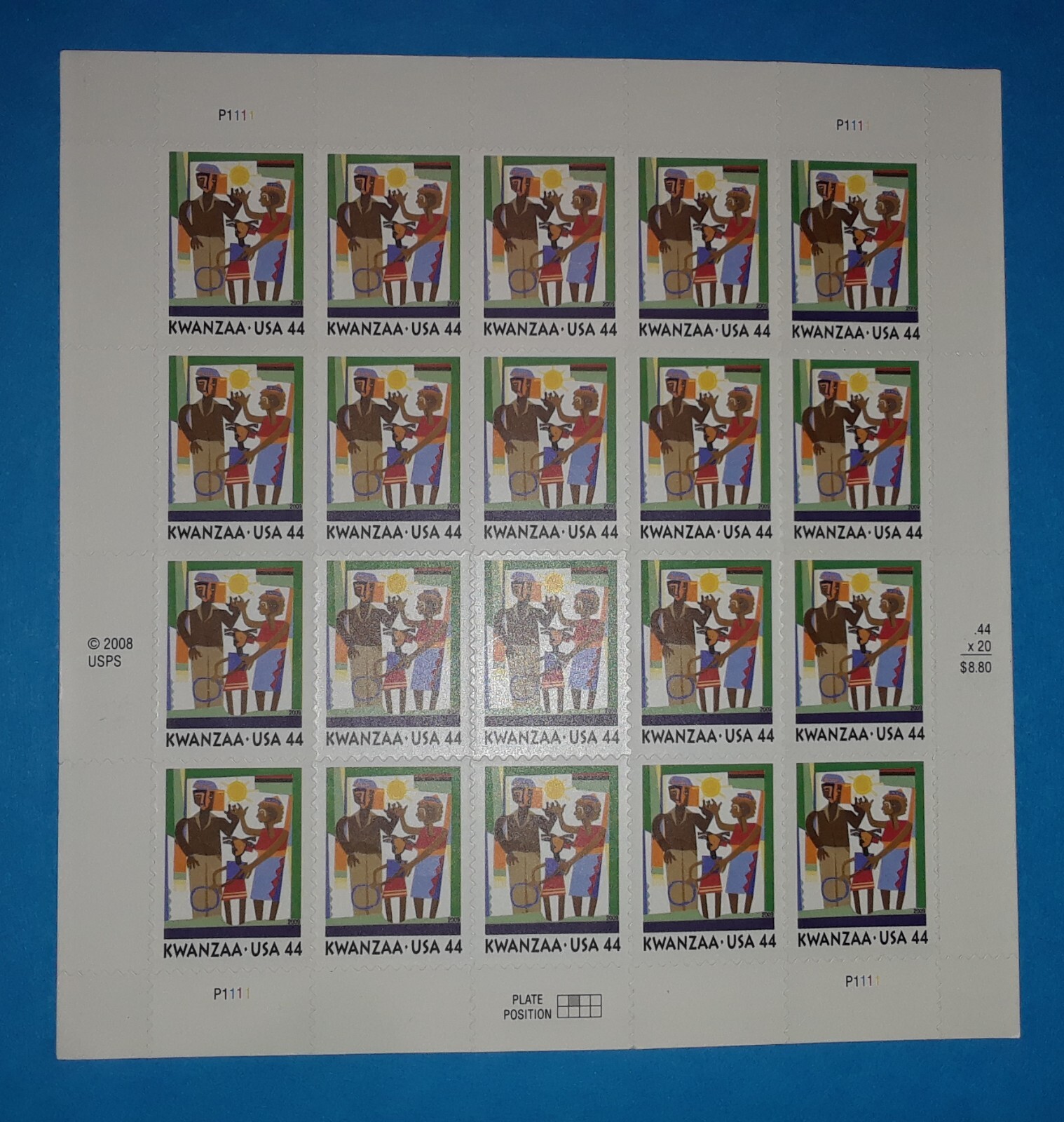 Three Panes x 20 = 60 of KWANZAA 44¢ African-American Holiday US Stamps USA 4434