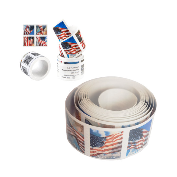 USPS 2024 U.S. Flag Roll of 100 MNH Forever First‑Class Postage Stamps Unused