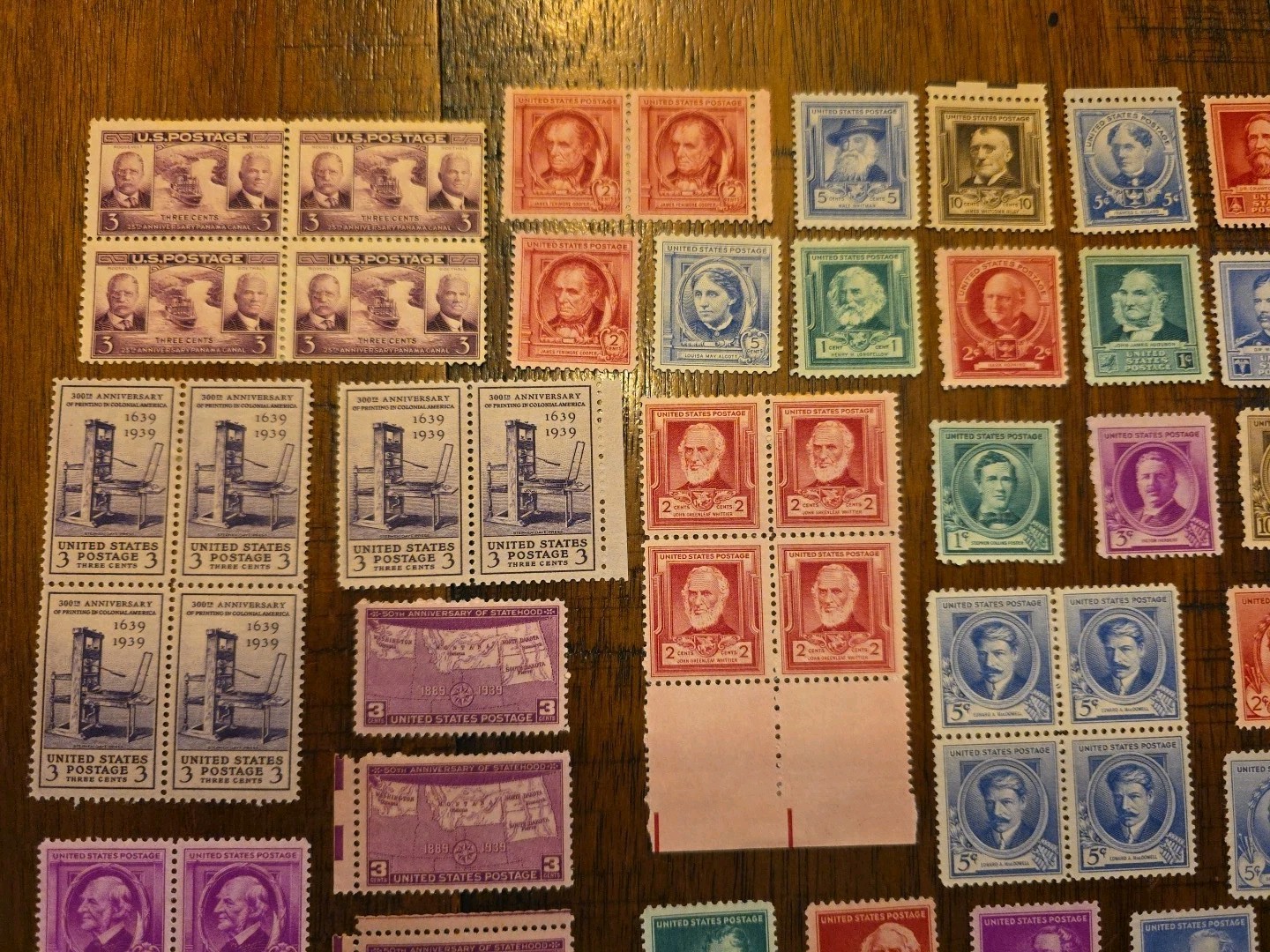 Lot of 60+ Vintage U.S. Postage Stamps – 1930s–1950s – Blocks & Singles J