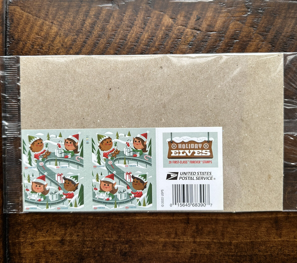 2022 USPS Holiday Elves Booklet Pane of 20 Forever Stamps MNH New Christmas
